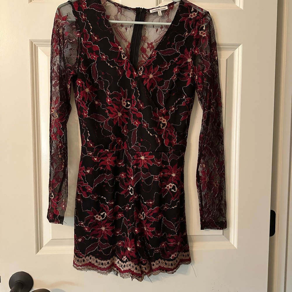 Elegant Black and Red Lace Dress